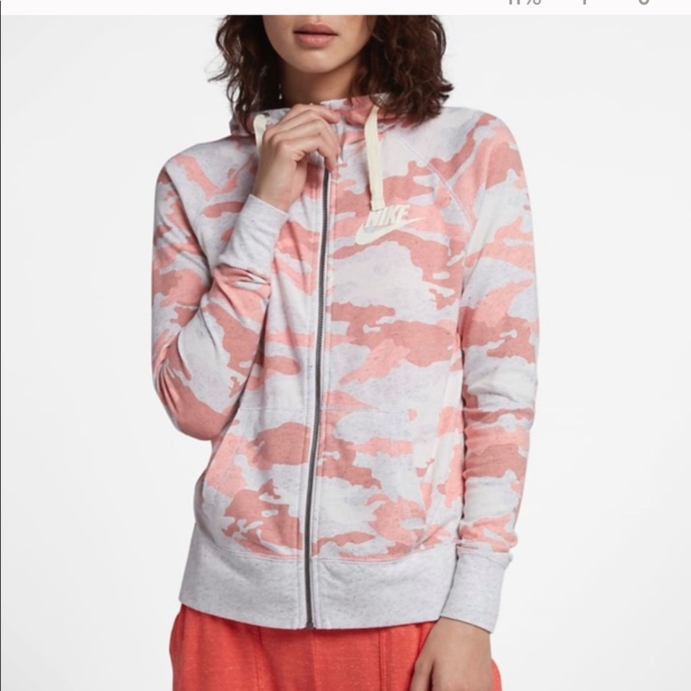 Nike pink camo zip up sweatshirt